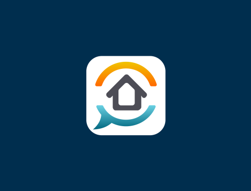 Illustrasjon av et hus som er logo til appen 