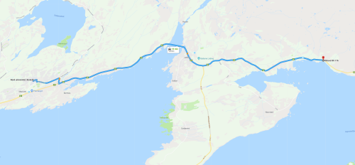 Maps show that it takes 18 minutes to drive the car.