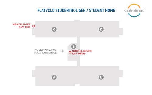 Kart over Flatvold studenthjem
