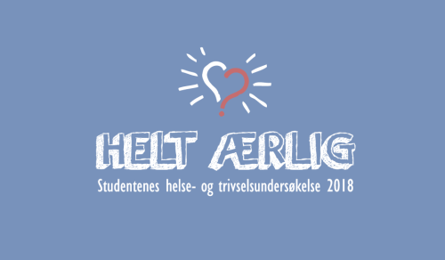 Blått bilde med teksten helt ærlig som er forsiden på helse- og trivselsundersøkelsen for 2018. 